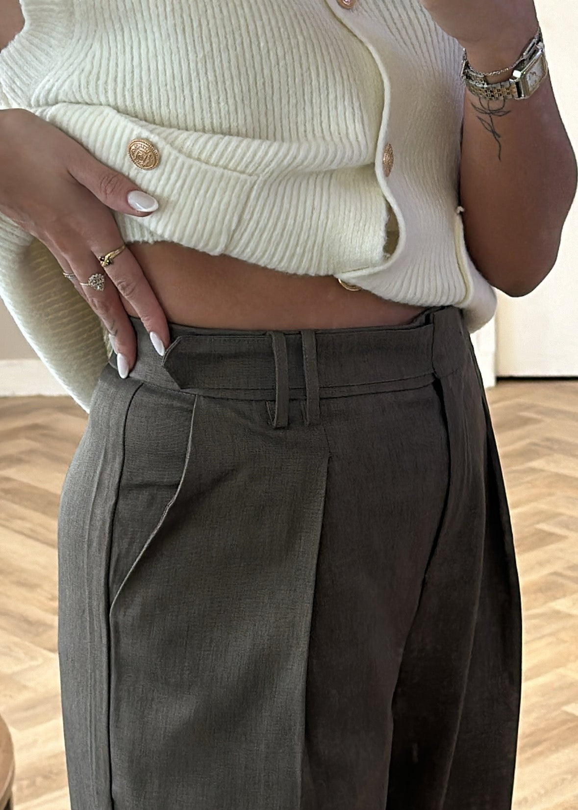 Pantalon Coupe Droite Taupe