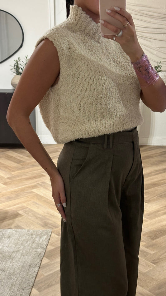 Pantalon Coupe Droite Taupe